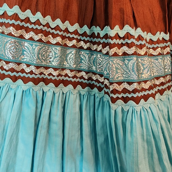 Vintage 50s Rockabilly Western Patio Fiesta Skirt Set Norman AZ Snag Pruf Zip S - Picture 10 of 16